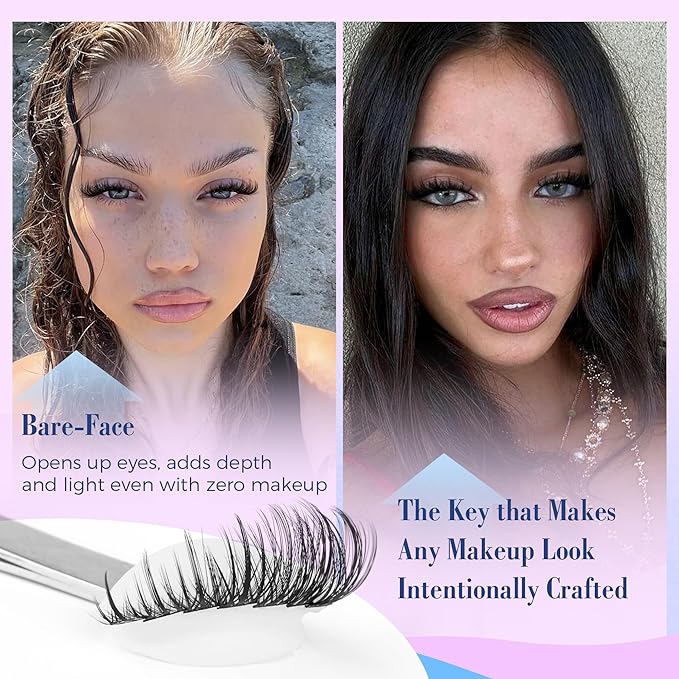 Lash Clusters Wispy Natural Look Eyelash Clusters Manga Cluster Eyelash Extensions 8-16MM Individual Lashes 8-16MM DIY Lash Extension Beginner-friendly by Newcally