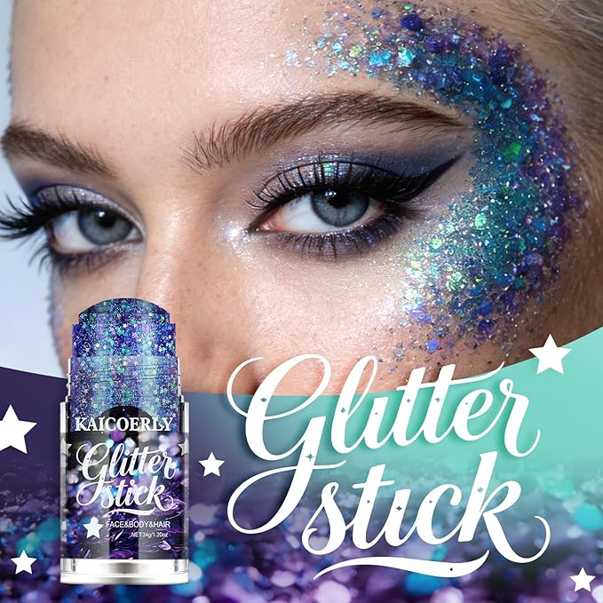 Purple Body Glitter Gel, Mardi Gras Outfit Body Glitter for Face Body Hair, Chameleon Color Changing Glitter Gel for Mardi Gras Party Mermaid Sequins Festival Accessories Shimmer Makeup #6