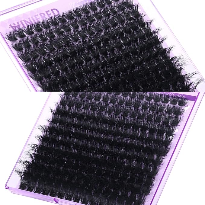 Winifred Lashes Extension Kit Thick Lash Clusters Kit 100D Volume Wispy Lash Clusters Mink Individual Lashes Kit DIY Lash Bond and Seal Lash Remover Lash Tweezers