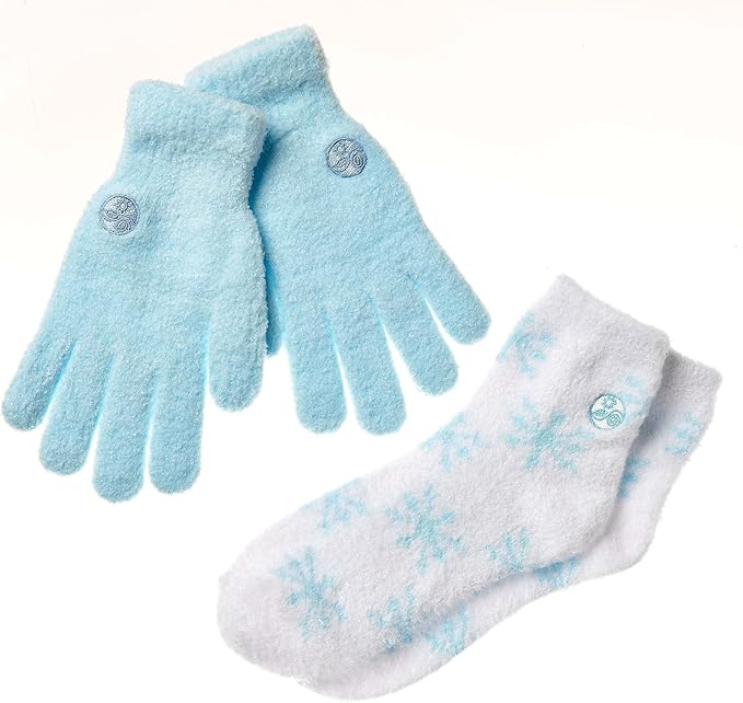 Earth Therapeutics Aloe Gloves/Socks Combo Set - Blue Snow (1 Pair Gloves / 1 Pair Socks)