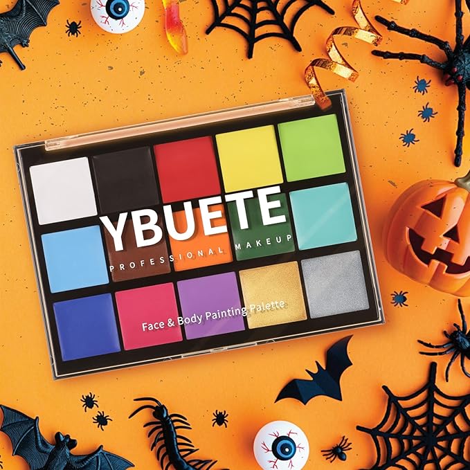 15 Colors Face Body Painting Palette, Washable Oil Based Face Paint for Women, Adults, Professional Makeup for SFX Costume Makeup, Halloween Cosplay Parties, Festival Decorations (1.32 oz)