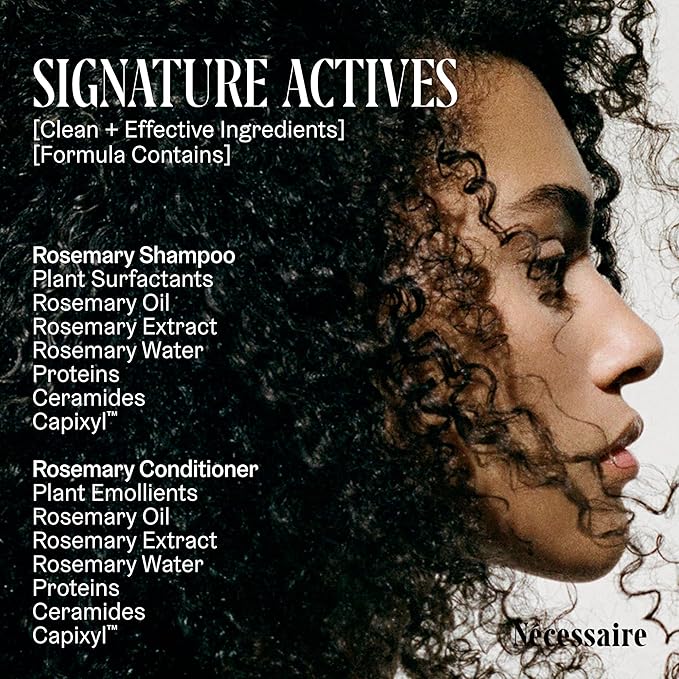 Nécessaire Rosemary Hair Duo | Multi-Protein Strengthening Rosemary Shampoo and Conditioner Set For Thinning Hair. For Women + Men. Free Of Sulfates. Color-Safe. 500 ml / 16.9 fl oz
