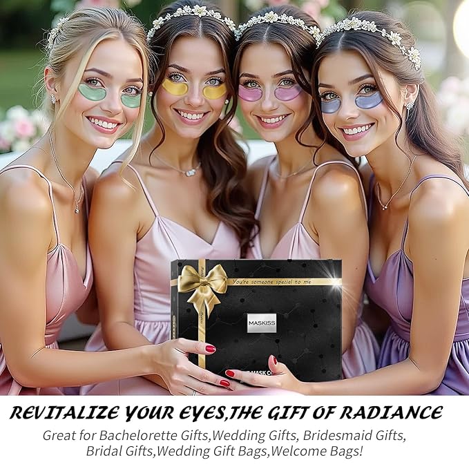 Maskiss Under Eye Patches (28 Pairs), Valentines Day Gifts for Her, 4 Colors Eye Masks for Dark Circles Puffy Eyes, Undereye Bags and Wrinkles Puffiness, Skin Care Gift for Bachelorette Party Favors