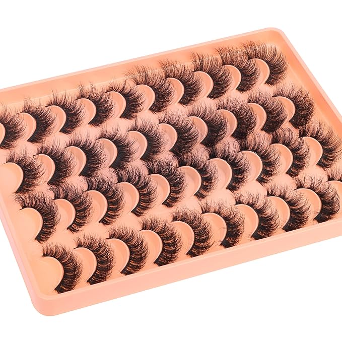 20 Pairs False Eyelashes Natural Look Lashes Mink Fuzzy Fake Eyelashes Wispy Strip False Lashes 4 Styles Mixed Thick Volume Faux Mink Eyelashes ALICROWN