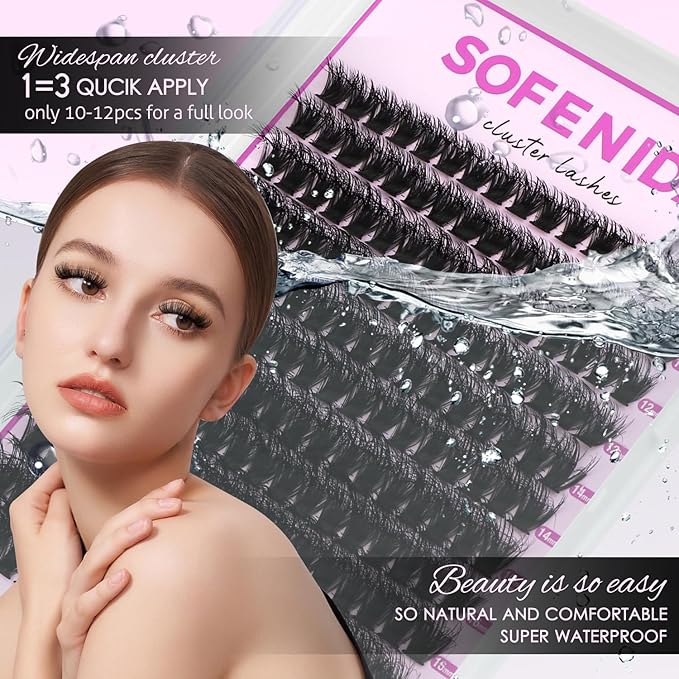 Lash Clusters Kit 100D Thick Cluster Lashes 10-18mm Volume Eyelash Clusters D Curvature Cluster Eyelash Extensions 3D Wispy Lash Clusters DIY Lash Extension Kit(100D-10-18MIX Thick Kit)