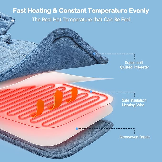 NIUONSIX Heating Pad for Neck and Shoulders, Birthday Valentines Day Gifts for Her Him Women Men Mom Dad, Weighted Electric Heat Pad for Back Daily Relaxation, 6 Heat Settings 4 Timers Auto Shut Off