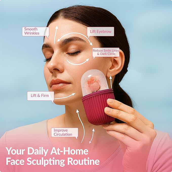 Brookstone IcyGlow Facial Rollers with Rose - Ice Roller for Face, Neck & Under Eyes - Cold Therapy Massager for Puffiness, Redness & Skincare Routine - Soothing Ice Face Roller for Cooling