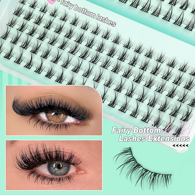 Bottom Lashes Manga Fairy Bottom Lash Clusters DIY Eyelash Extension 5-8mm Bottom Eyelashes Individual 2 Styles Natural Lower Lashes Clusters for Bottom Lash Extensions by calphdiar