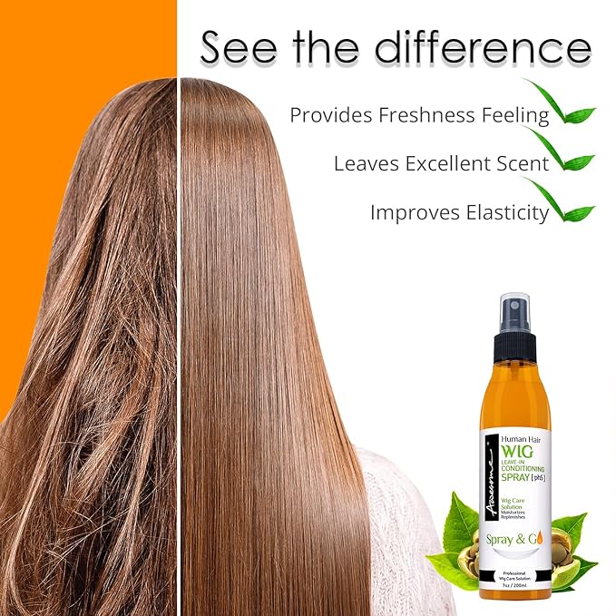 Awesome Human Hair Wig Leave in Conditioner Spray, pH5, Detangler & Easy Combing, Promoting Silkiness, Shine & Freshness, preventing Dryness (7 fl oz)