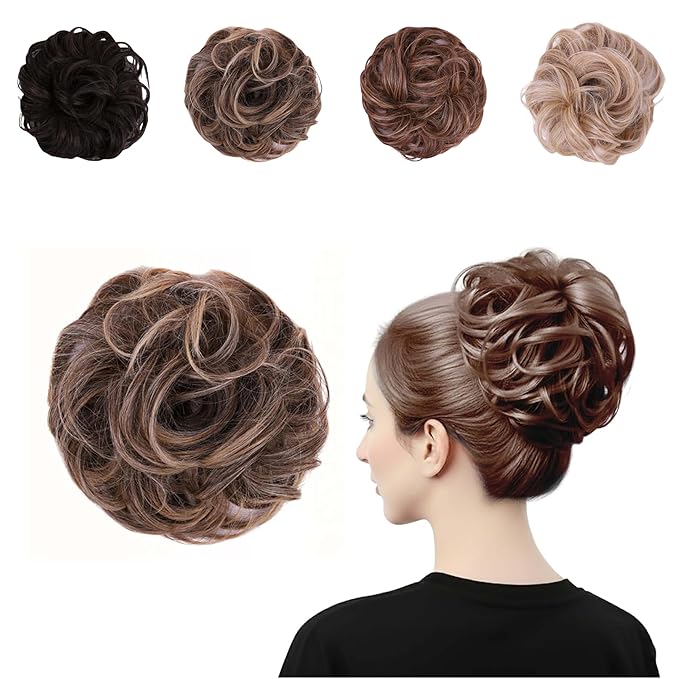 Juvabun Messy Bun 2.0 Dark Blonde Messy Bun Hair Extension Natural Look Hair Bun Scrunchie for Women Everyday Hairstyles