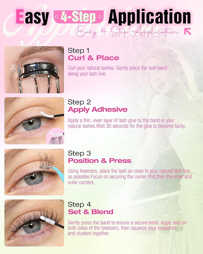Natural Lash Clusters Kit 10-12-14mm Short Eyelash Clusters Kit Wispy Cluster Eyelash Extensions Clear Band Lash Extensions Kit C Curly Individual Lashes Clusters by Delyneph