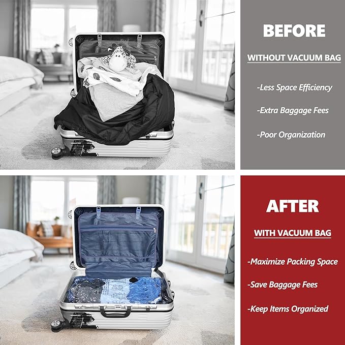 15 Pack Travel Vacuum Storage Bags with Portable Electric Pump, Compression Packing Seal Space Saver Cubes for Clothing Clothes Suitcase Luggage Organizer