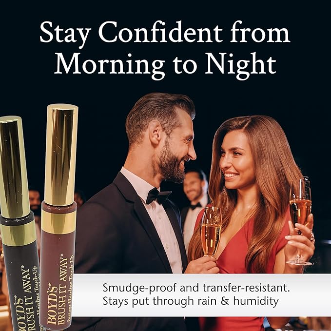 Boyd’s Brush It Away | Grey Hair Root Touch Up for Women & Men | Temporary Hair Color Mascara | Quick-Dry Water-Resistant Concealing Formula | Medium Brown, 5-Pack