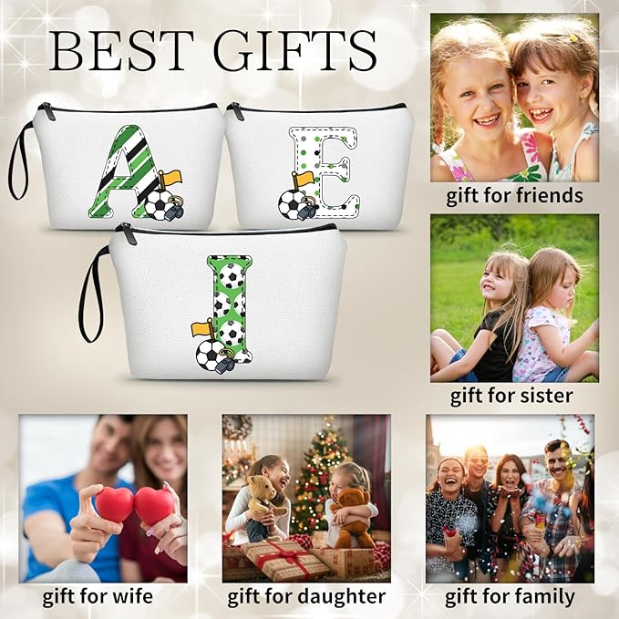 ARIOSEY Soccer Gifts Personalized Soccer Ball Cosmetic Bag for Purse Birthday Inspirational Gifts for Girls Women Team Coach Mom Stuff Travel Organizer-I