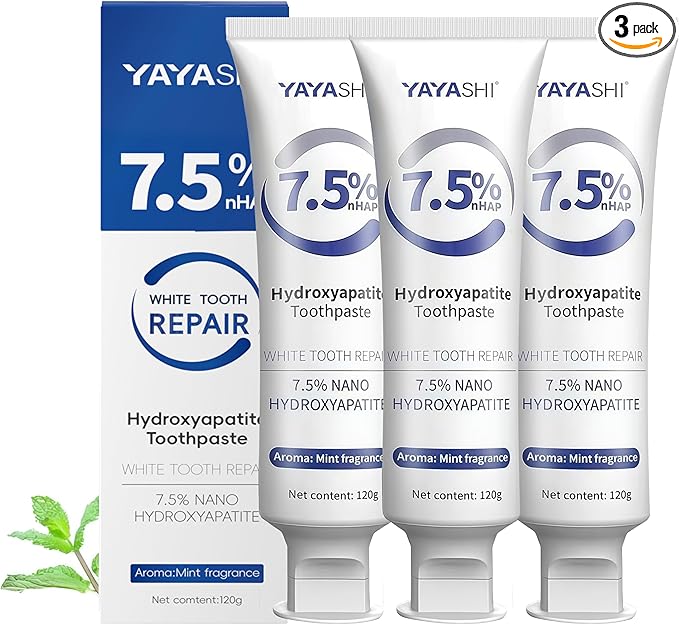 Set 3-Pack Hydroxyapatite Toothpastes for Enamel Protection and Tooth Strengthening, Gentle Mint, Fresh Breath, Daily Use for Oral Health