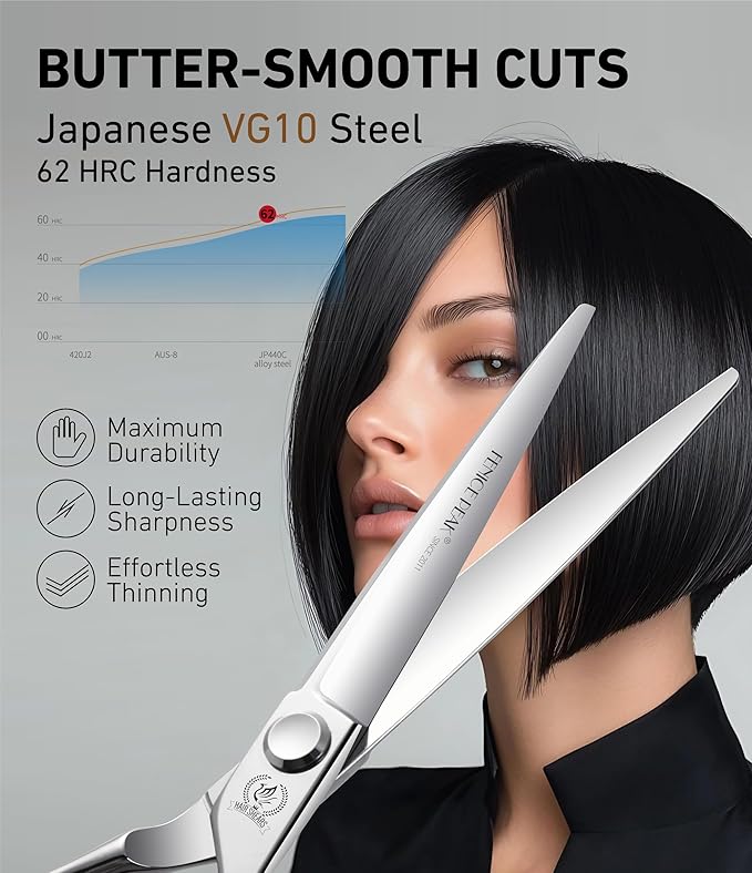 Fenice Peak 6.8" Professional Hair Cutting Scissors, VG10 Japanese Stainless Steel Barber Scissors, CNC Sharpened Hairdressing Right Hand Shears for Precision Cutting, for Salon Stylist & Home