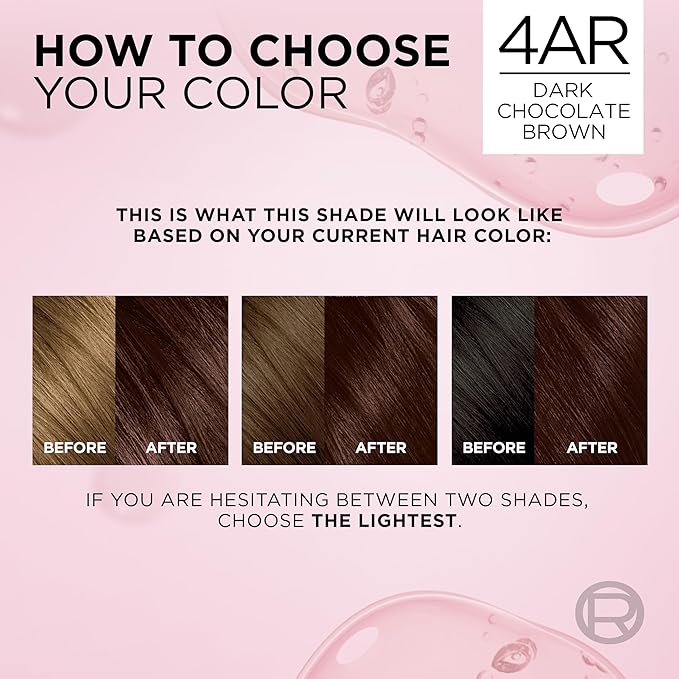 L'Oreal Paris Excellence Crème Permanent Hair Dye, Triple Care Hair Color with Hyaluronic Acid for 100% Gray Coverage, 4AR Dark Chocolate Brown, 1 Kit (Packaging May Vary)