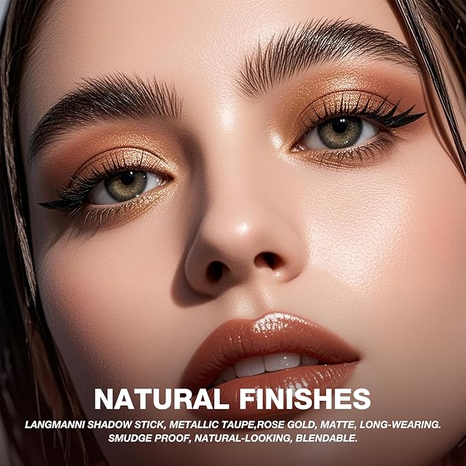 LANGMANNI 6Colors Dual-Ended Cream Eyeshadow Stick Set – Silky Smooth, Waterproof & Transfer-Proof, Built-in Blender Brush, All-Day Matte & Shimmer Wear Eye Makeup(#1+2+3+4+5+6)