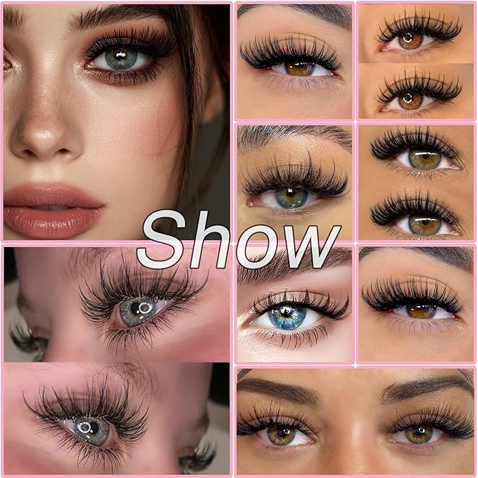 Lash Clusters Kit, Eyelash Clusters Individual Lash Extension Kit 480 Pcs D Curl Fluffy Wispy False Eyelashes Extensions Thin Band with Bond Seal Tweezers Brush Removers (60D+80D KIT9-16mm)