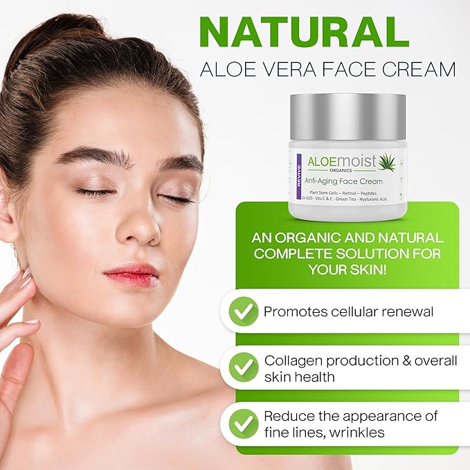 Advanced Retinol Cream for Face: Aloemoist Revive Anti Aging Face Cream for Women & Men Topical Retinoid Wrinkle Repair Day/Night Moisturizer, Organic Retinol Facial Moisturizer for Aging Skin,2 Pack