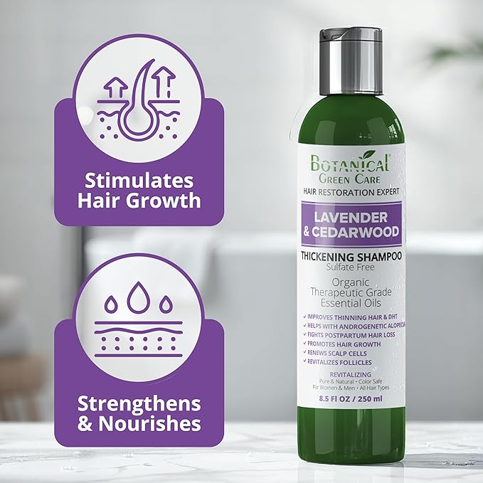Lavender & Cedarwood Thickening Shampoo for Thinning Hair, Thickening Products for Women & Men, Hair Growth Shampoo