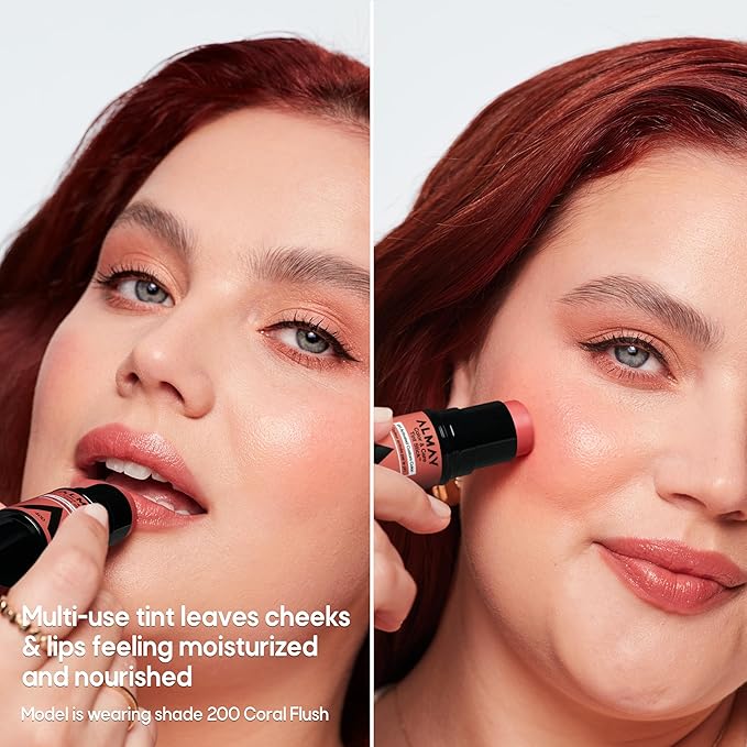 Almay Lip and Cheek Tint, Color & Care Tint Stick, Multi-Use Moisturizing Blush and Lip Color, Dewy Finish, 300 Rose Flush, 0.25 oz
