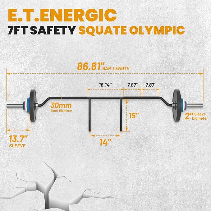 7FT Safety Squat Bar Load 700LBS 2" Sleeve