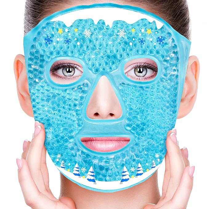 CONBELLA Cold Face Eye Masks Ice Face Mask Hot Cold Compress for Dark Circles, Puffiness, Migraines, Headache, Stress, Redness, Cooling Face Masks for Women Man, Skin Care