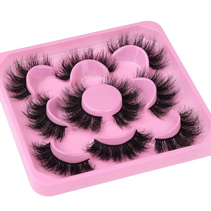 Focipeysa 3D Mink Lashes Fluffy False Eyelashes Dramatic Lashes Mink Strip Lashes Round Shaped and Fluttery Fake Eyelashes 18mm Length Reusable Lash