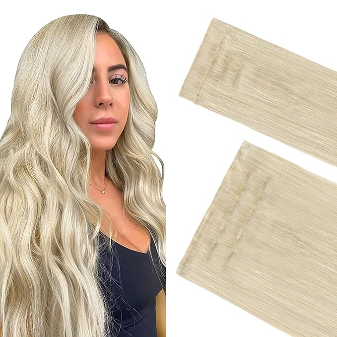 GOO GOO Invisi Edge Clip in Hair Extensions Set, 14inch 110g, 4pcs Injected Seamless PU Clip ins and 3pcs Classical PU Clip insp ins, Virgin Real Human Hair, #60A