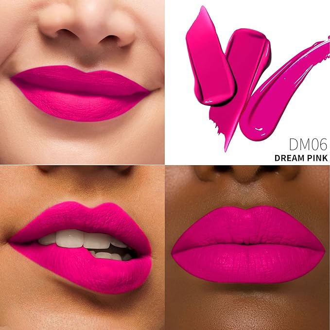 Depuplum 3Pc Matte Liquid Lipsticks for Women, Red Lipstick Nude Lisptick Pink Lipstick, Cruelty Free Long Lasting Lip Makeup (DM05+DM06+DM10)