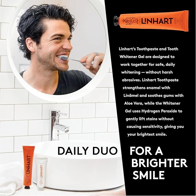LINHART Travel Toothpaste - Enamel Care, Gentle Formula for Sensitive & Normal Teeth, Supports Healthy Gums and Fresh Breath, Portable On-The-Go Oral Care 3.5 Ounce (Pack of 2) Mint Flavor