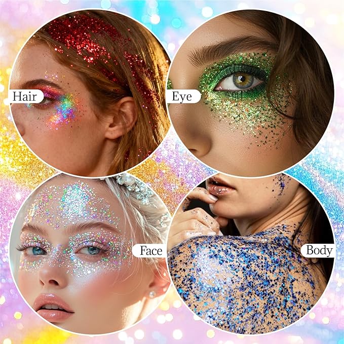 DAGEDA Green Body Glitter Stick,St Patricks Day Accessories,Sparkly Green Face Glitter Makeup,Holographic Hair Glitters St Patricks Day Costumes for Women, Shimmer Face Paint Stick for Carnival Party