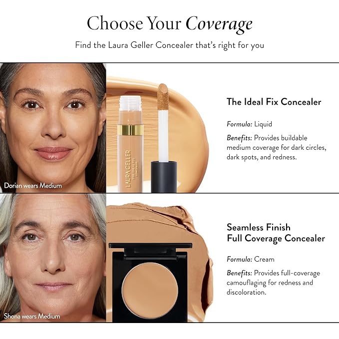 LAURA GELLER NEW YORK The Ideal Fix Concealer - Light - Buildable Medium to Full Coverage Liquid Concealer - Covers Under Eye Dark Circles & Blemishes - Long-Lasting
