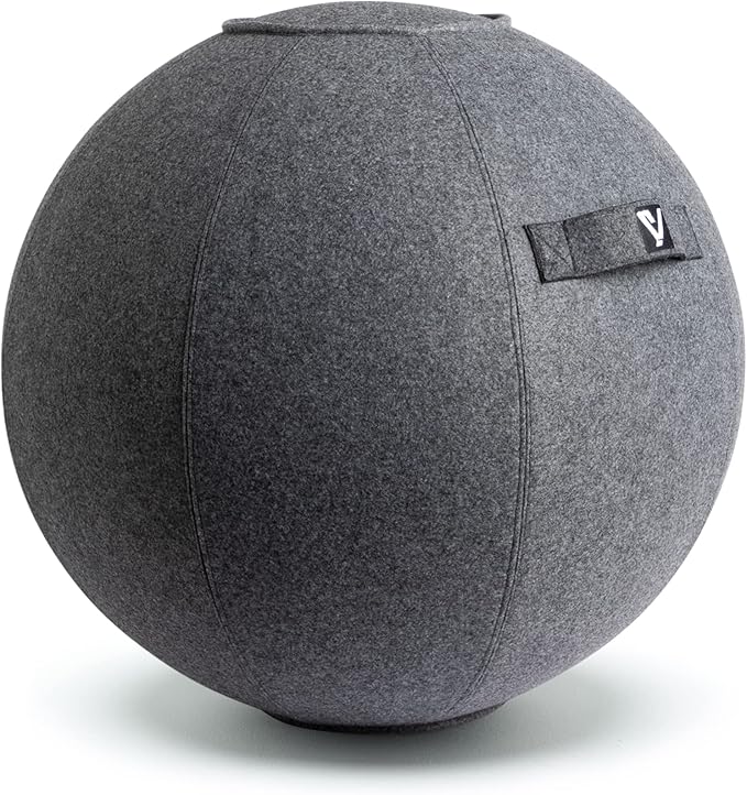 Sitting Ball Chair for Office and Home, Pilates Exercise Yoga Ball with Cover for Balance, Stability and Fitness, Ergonomic Posture Exercise Ball Seat with Handle and Pump