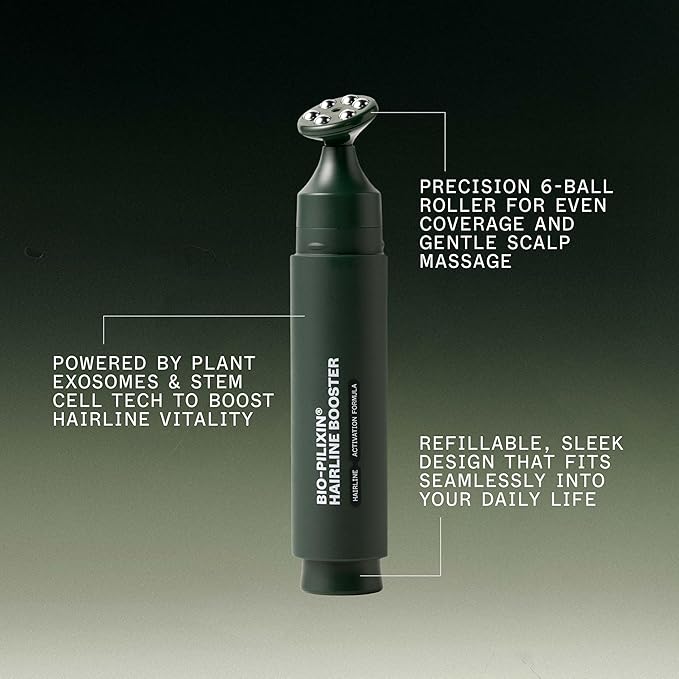 Scandinavian Biolabs Bio-Pilixin® Hairline Booster (Unisex) | Exosome Hairline Activation Formula with Massaging Rollerball Applicator for Hairline Longevity, 15 mL/ 0.5 oz