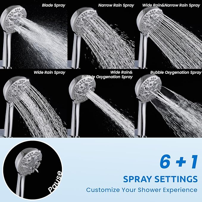 Ryamen Upgraded Dual Shower Heads Combo, 10 inch Filtered Shower Head with Handheld, 3-Way Rain Shower Head with Filters, 7 Settings Handheld Spray, High Pressure, Height Adjustable (Silver)