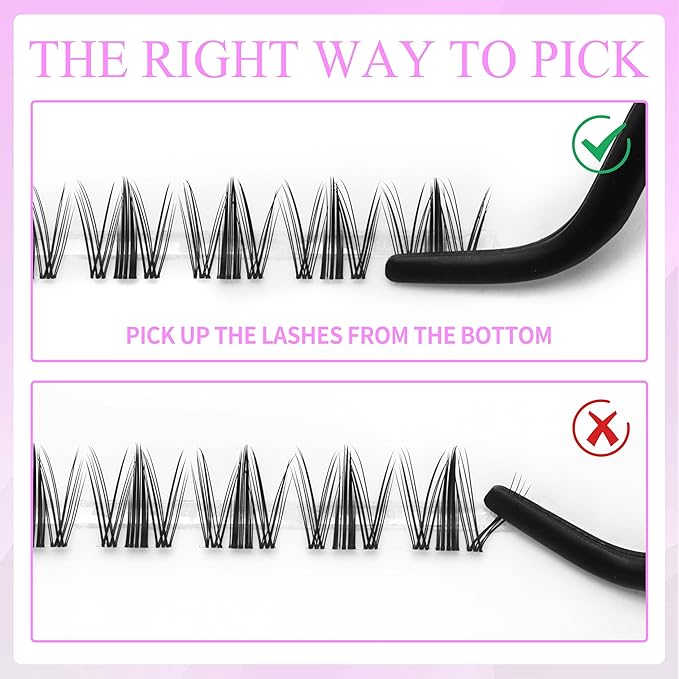 VEYESBEAUTY Manga Lash Clusters Kit Eyelash Extensions Thin & Invisible Band DIY Individual False Eyelashes Newbie's Five-Second Series Wispy Lash Tray Kit, with Bond&Seal Remover Applicator