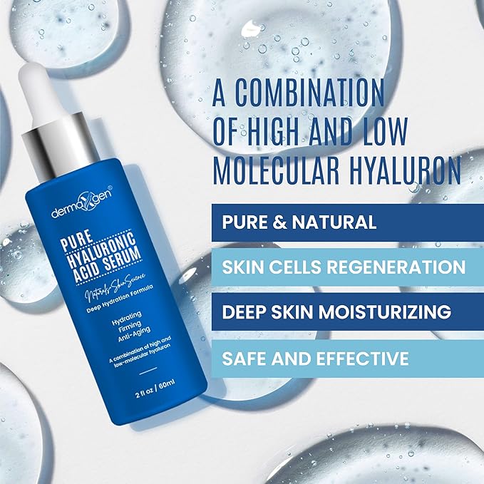 Dermaxgen Hyaluronic Acid Serum for Face & Eyes for Anti-Aging, Moisturizing, Antioxidant & Wrinkle Treatment. Best Hydrating Pure Facial Serum for Fine Lines Suitable for All Skin Type. (2 FL OZ)