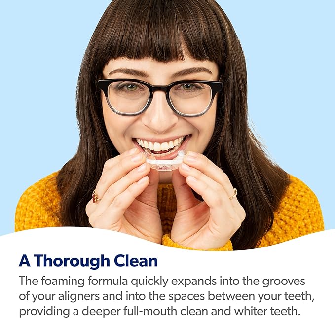 EverSmile AlignerFresh Original Clean Foam – Cleaner Compatible w/Invisalign and All Clear Aligners & Retainers – Eliminates Bacteria, Whitens Teeth, Fights Bad Breath – 25ml (1 Pack)