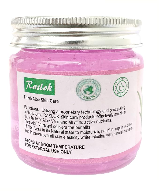 Raslok Aloe Vera Gel Pure Natural Organic Aloe Gel For Moisturizing Face Skin & Hair Care (Rose, 7.76 OZ)