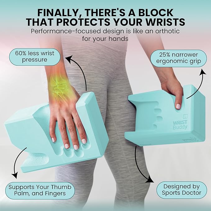 WRISTBuddy® Yoga Blocks 2-Pack (Left + Right) — Ergonomic, Hand-Shaped EVA Blocks for Wrist Relief & Better Grip | Doctor-Designed Support for Yoga, Pilates, Handstands, Push-Ups & Rehab