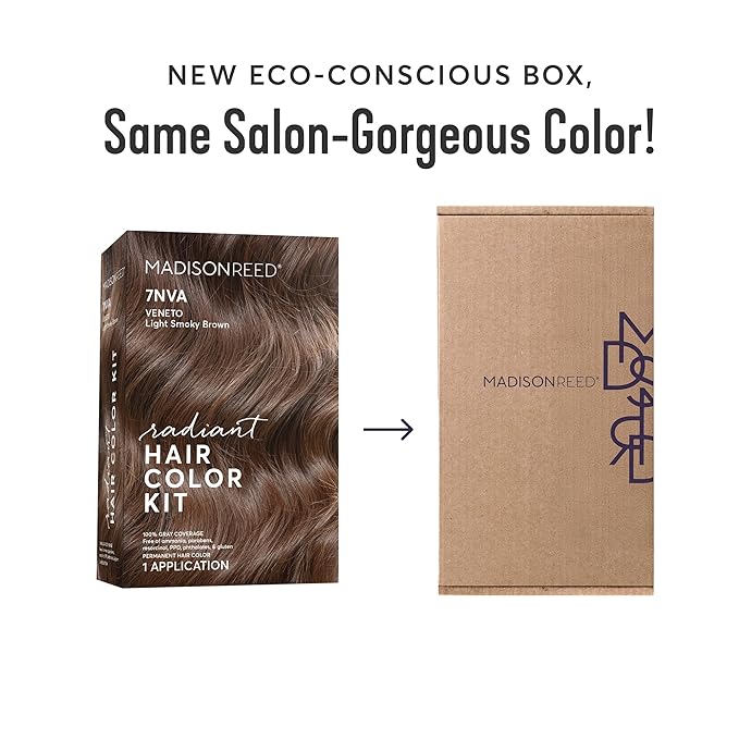 Madison Reed Radiant Hair Color Kit - 7NVA Light Cool Brown (Veneto Brown), Dimensional Gray Hair Blending Permanent Hair Dye, PPD-Free & Ammonia-Free, 2 Pack