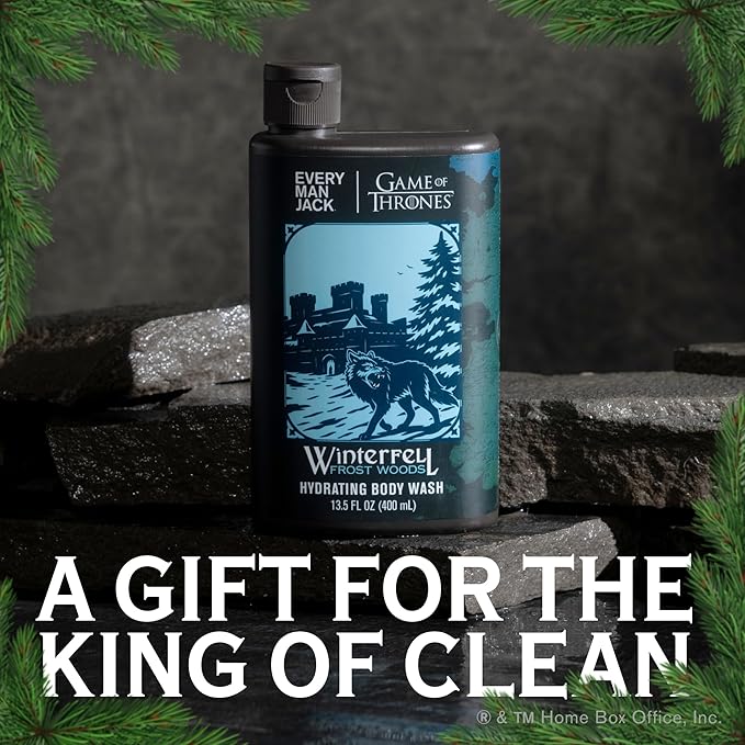 Every Man Jack Game of Thrones Collectors Body Wash - Clean Ingredients - Winterfell - Frost Woods Scent - 13.5 oz (Pack of 2)