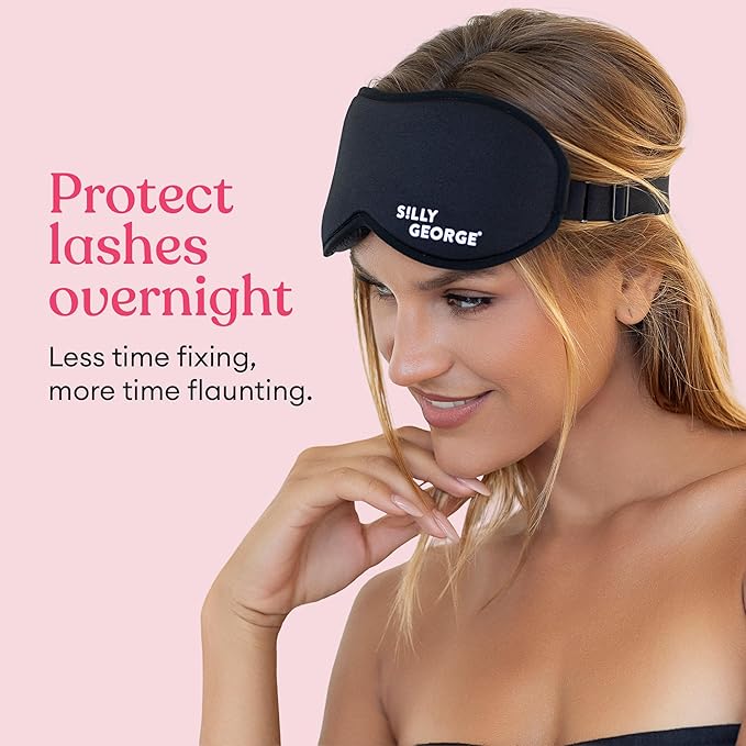 Silly George Lash Sleep Mask - 3D Contoured Blackout Eye Mask for Eyelash Extensions & False Lashes, Memory Foam Sleeping Mask for Women