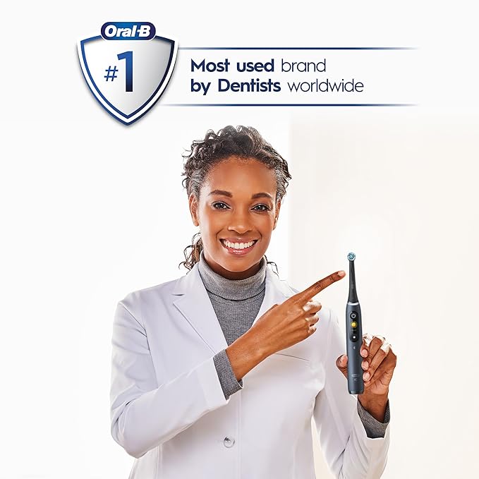 Oral-B iO Series 8 Electric Toothbrush with 2 Replacement Brush Heads and Travel Case, Rechargeable Toothbrush, Black Onyx