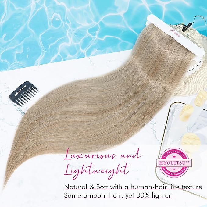 REECHO 28" Straight Long 4 PCS Set Thick Clip in on Hair Extensions -Dark Ash Blonde
