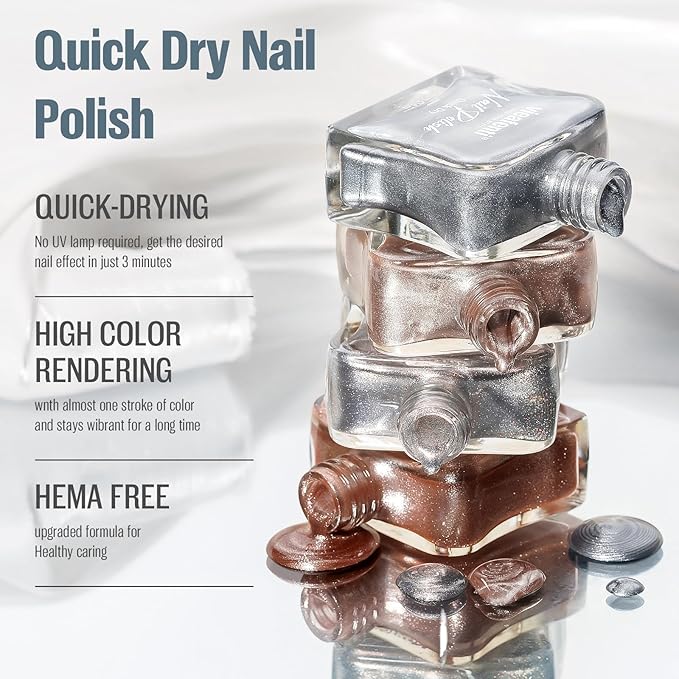 Cat Eye Nail Polish 15ml Holography Silver, Fast Dry Nail Polish with Magnet Regular Cateye Air Dry Oil-Base Glossy Magnetic Nails Polish Non Gel for Home Salon