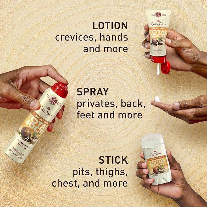 Old Spice Whole Body Deodorant Stick for Men, Aluminum Free, Unscented, 24/7 Odor Protection, 24/7 Lasting Freshness, Dermatologist Tested, Gentle on Skin, Safe to Use All Over, 3.0 oz