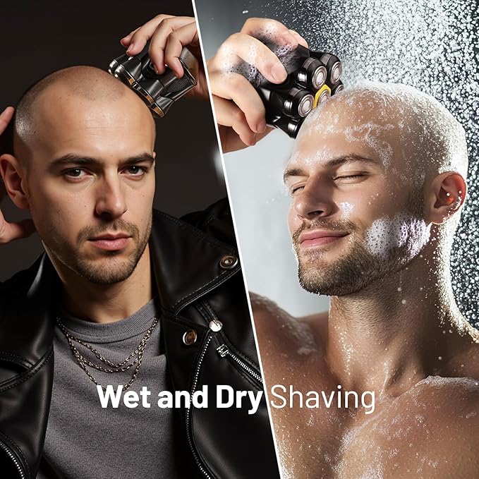 Head Shaver for Bald Men: Upgrade Electric Bald Razor -IPX7 Wet Dry Shaving- 7 Floating Heads for Ultimate Comfort - Rechargeable Grooming Kit for Scalp/Face/Beard-Close Shaving